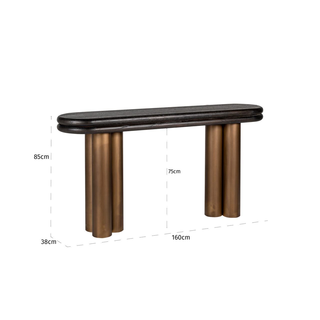 Richmond Interiors Macaron Console Table in Black Rustic  Nicholas John Interiors