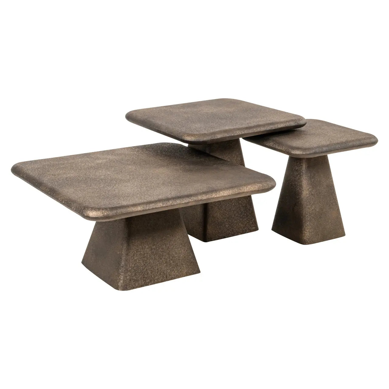 Richmond Interiors Marlie Set of 3 Coffee Tables in Gold  Nicholas John Interiors