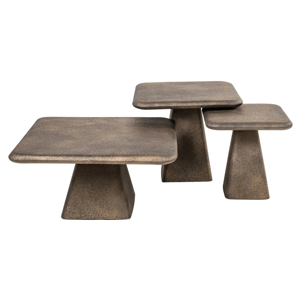 Richmond Interiors Marlie Set of 3 Coffee Tables in Gold  Nicholas John Interiors