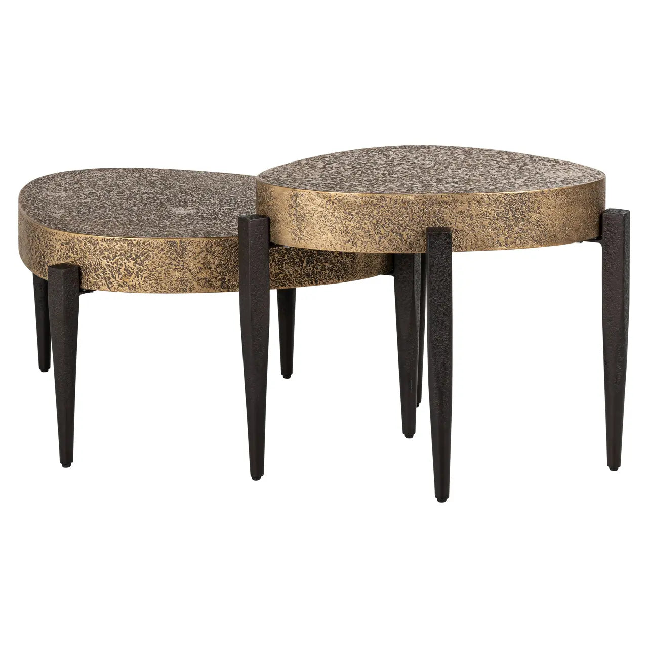 Richmond Interiors Marquee Set of 2 Coffee Table in Black/Gold