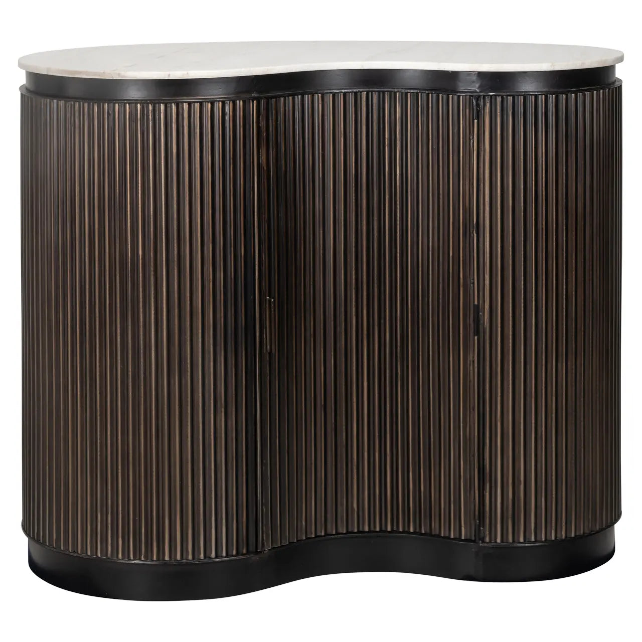 Richmond Interiors Mayfield 1-Door Ribbed Mango Wood Bar table with Marble Top  Nicholas John Interiors