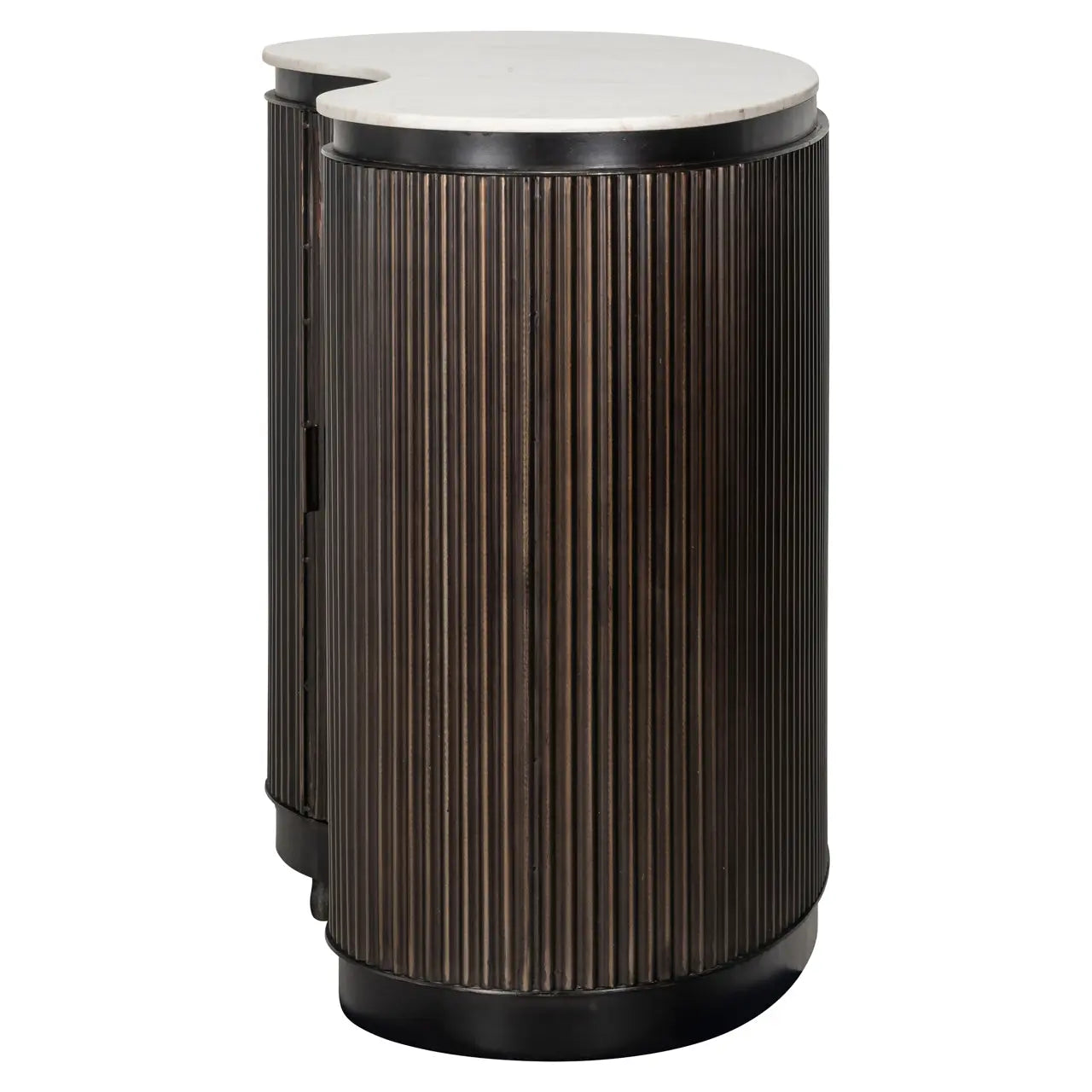 Richmond Interiors Mayfield 1-Door Ribbed Mango Wood Bar table with Marble Top  Nicholas John Interiors