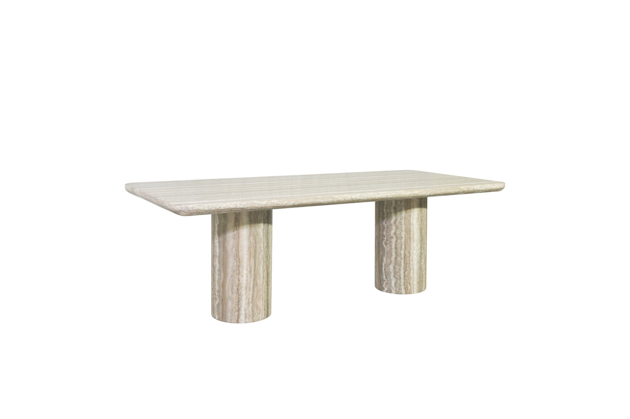 Richmond Interiors Nebula 225cm Dining Table Grey/Faux Travertine - Nicholas John Interiors