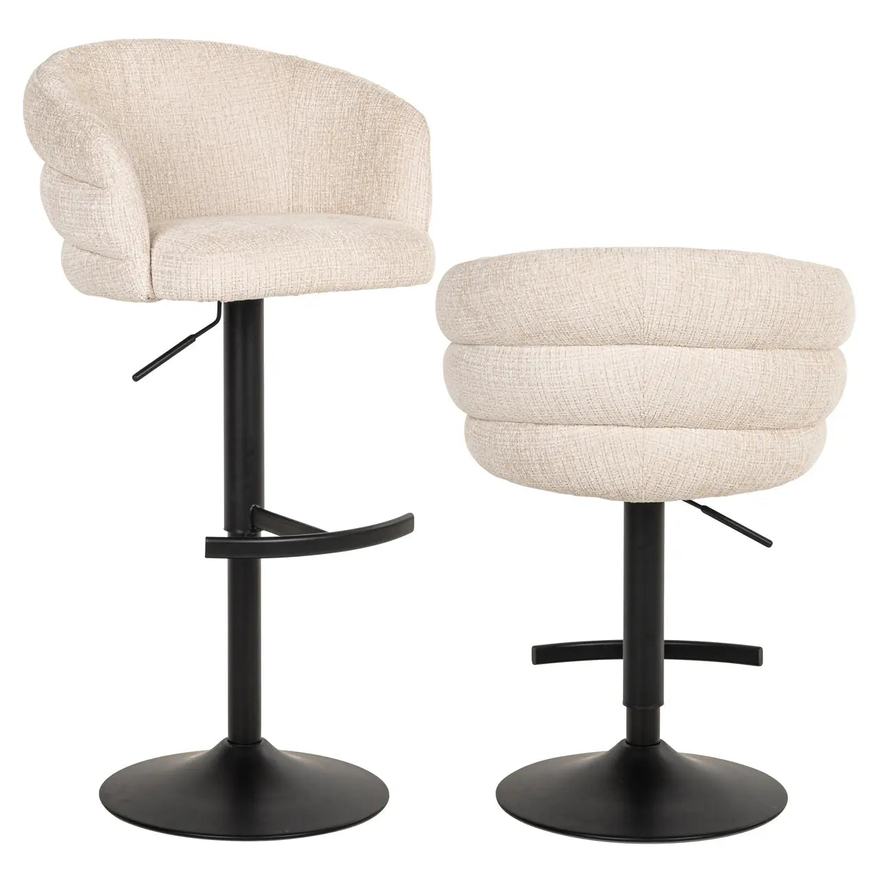 Richmond Interiors Nikki Swivel Bar Stool in Niagara Beige Chenile   Nicholas John Interiors