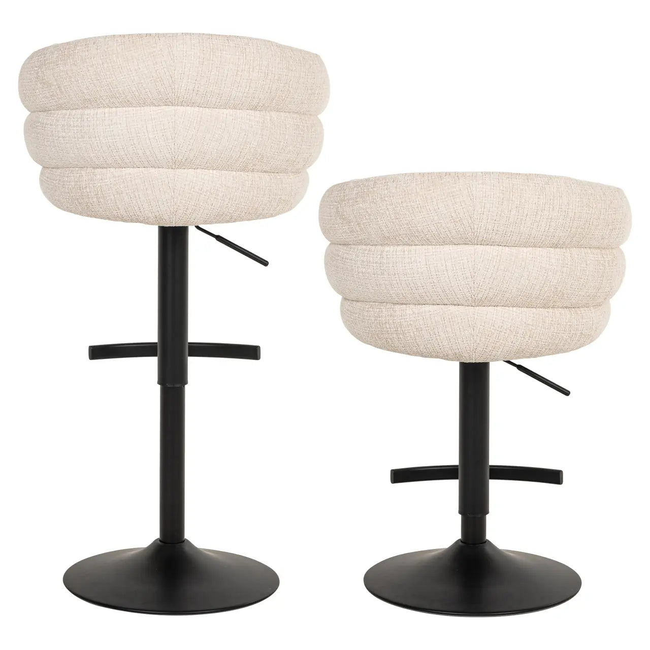 Richmond Interiors Nikki Swivel Bar Stool in Niagara Beige Chenile   Nicholas John Interiors