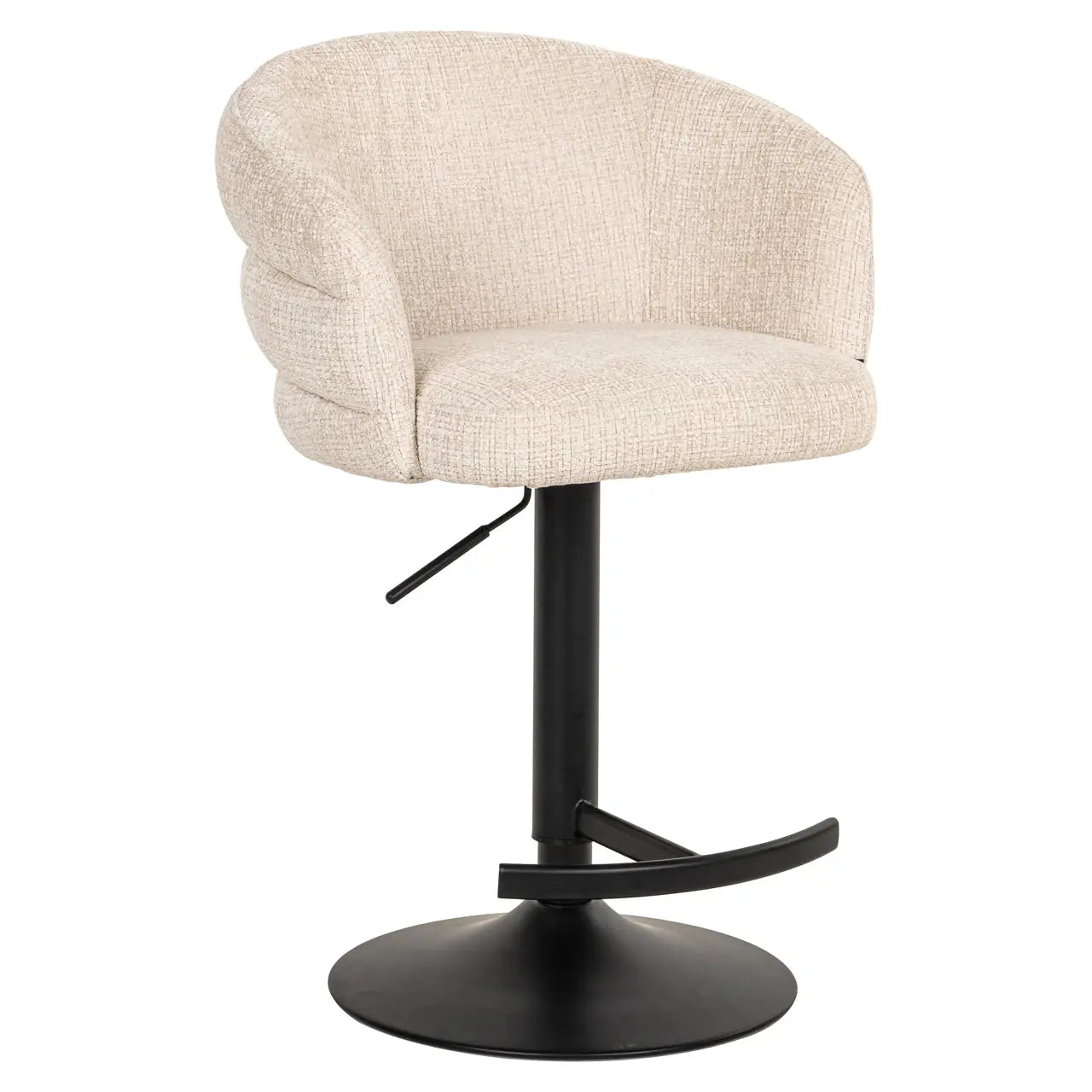 Richmond Interiors Nikki Swivel Bar Stool in Niagara Beige Chenile   Nicholas John Interiors