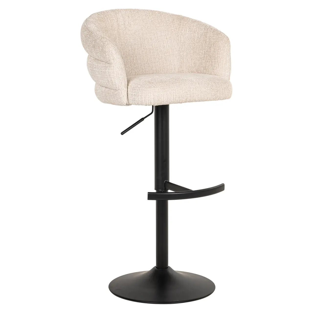 Richmond Interiors Nikki Swivel Bar Stool in Niagara Beige Chenile   Nicholas John Interiors