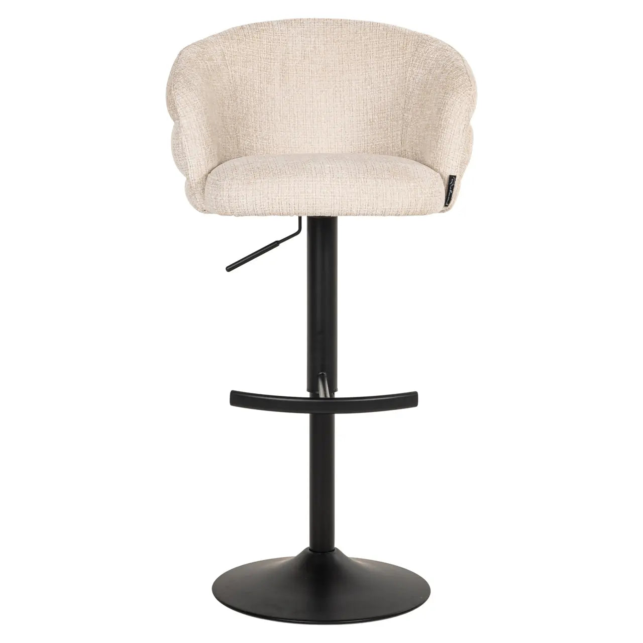 Richmond Interiors Nikki Swivel Bar Stool in Niagara Beige Chenile   Nicholas John Interiors