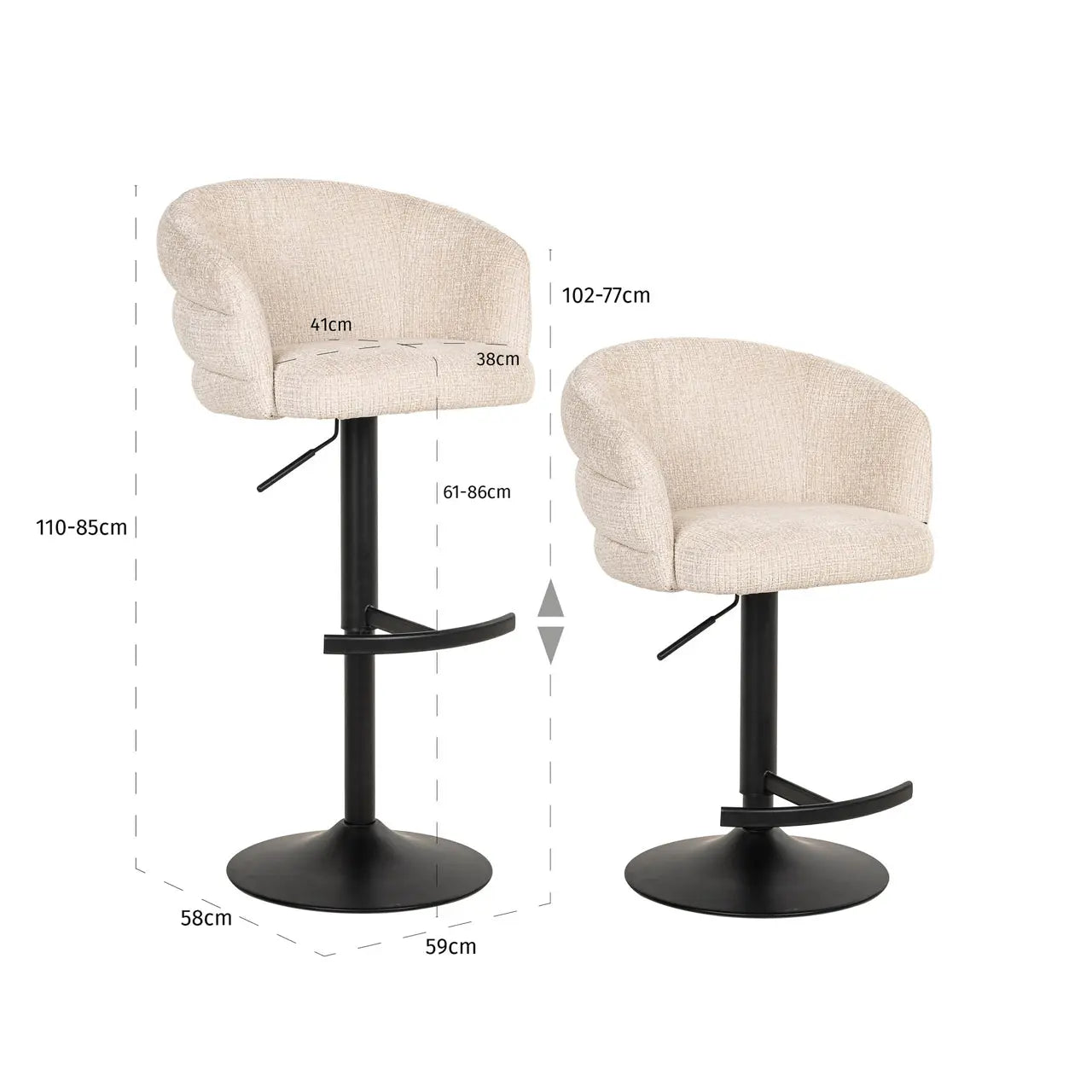 Richmond Interiors Nikki Swivel Bar Stool in Niagara Beige Chenile   Nicholas John Interiors