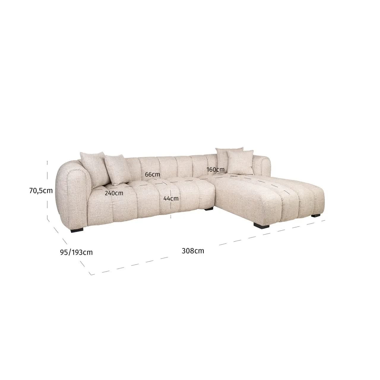 Richmond Interiors Novaro Cream Tweed Lounge Right Sofa   Nicholas John Interiors