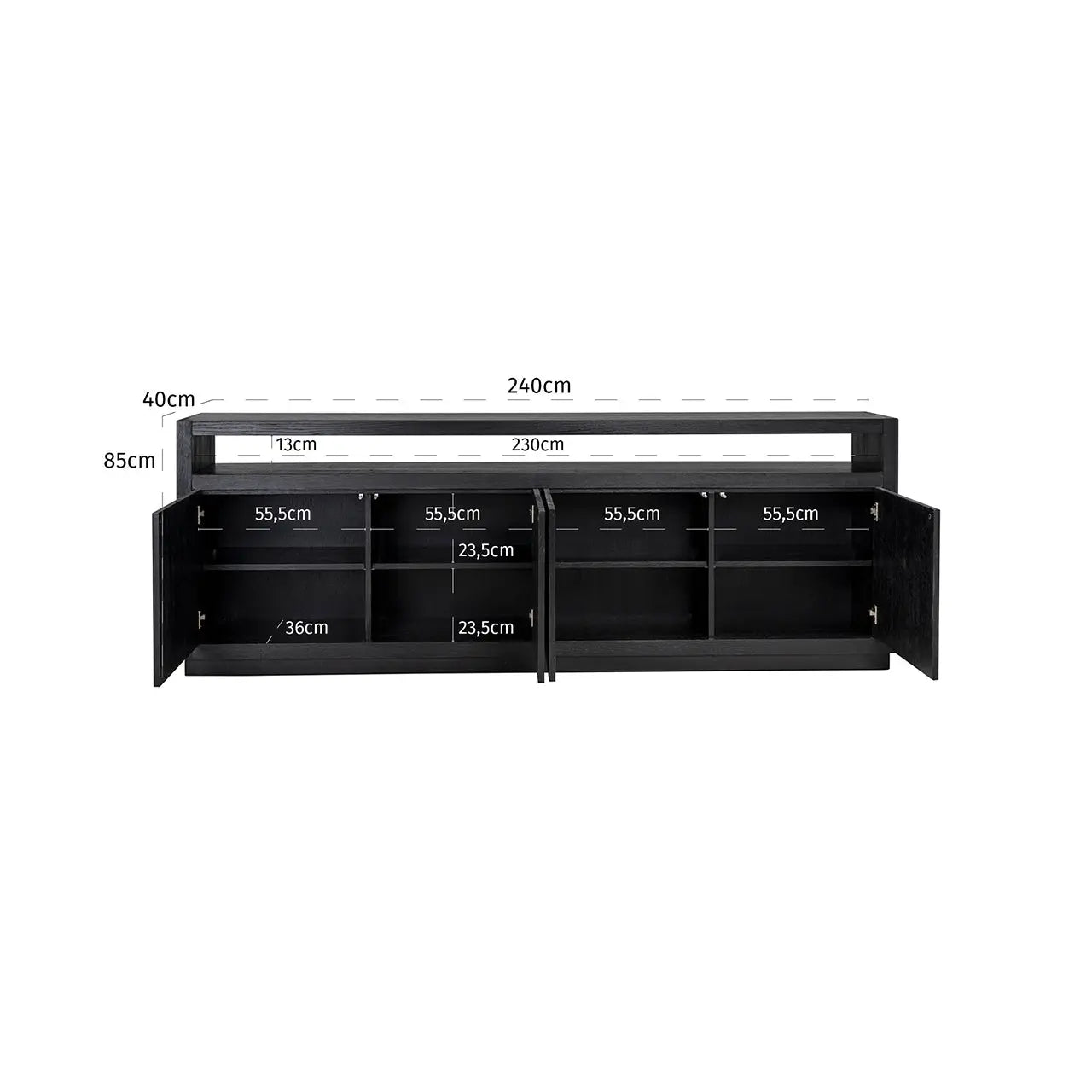 Richmond Interiors Oakura 4 Door Sideboard in Black  Nicholas John Interiors
