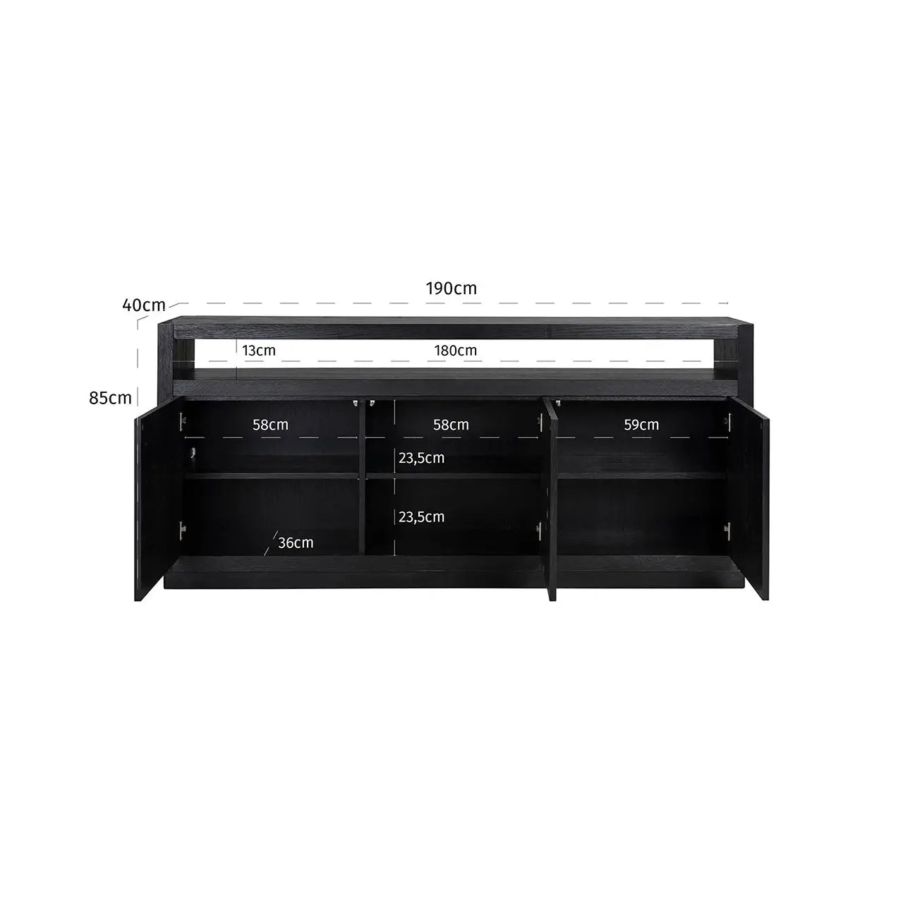 Richmond Interiors Oakura Black 3-Door Oak Veneer Sideboard – 190cm  Nicholas John Interiors