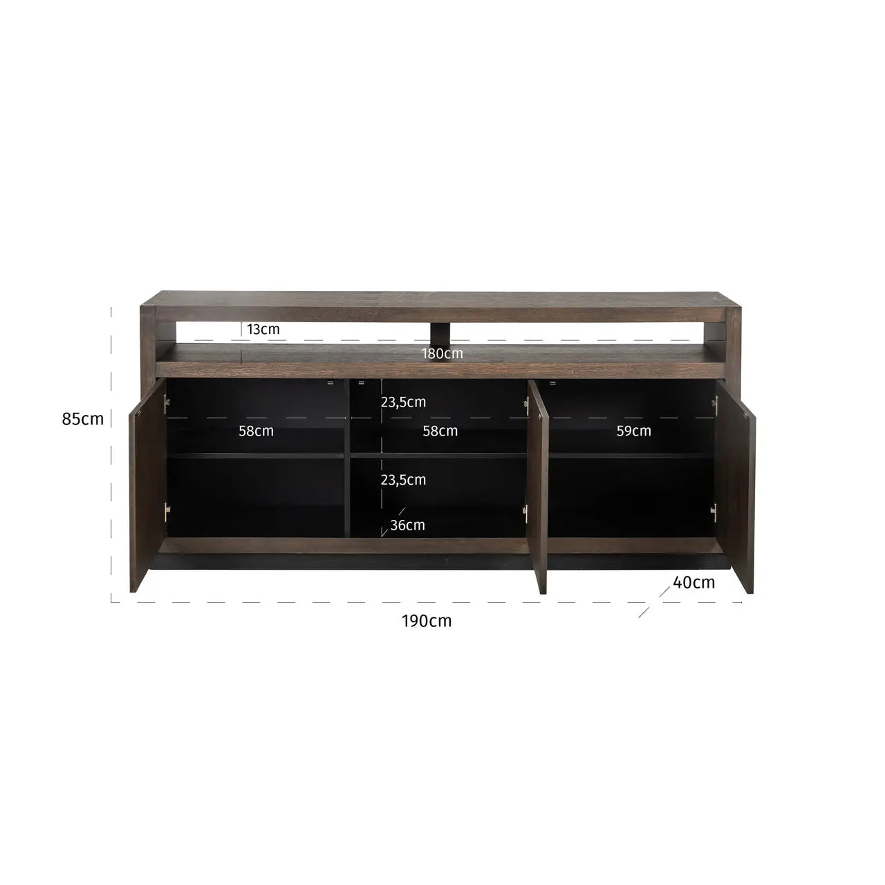 Richmond Interiors Oakura Brown 3-Door Oak Veneer Sideboard – 190 cm  Nicholas John Interiors