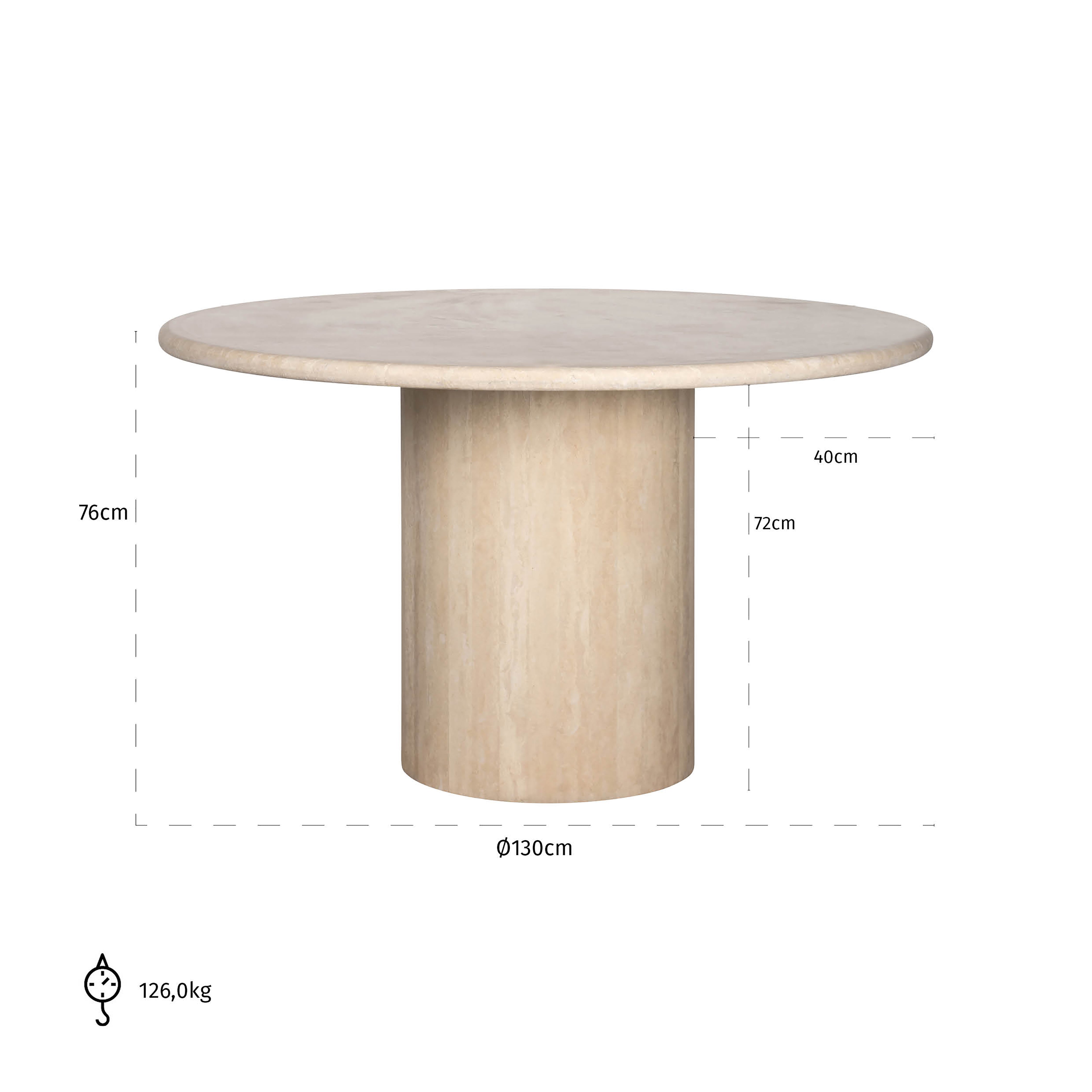 Richmond Interiors Renaissance 130cm Dining Table Italian Travertine in Beige  Nicholas John Interiors