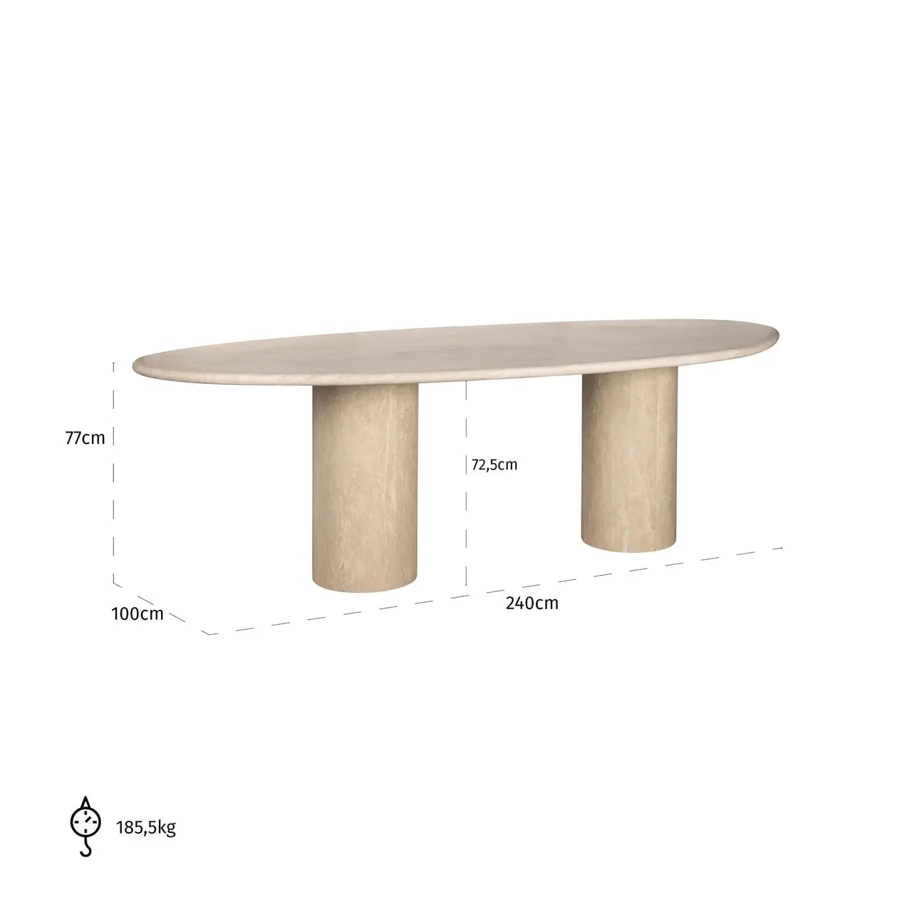 Richmond Interiors Renaissance 240cm Dining Table Italian Travertine in Beige   Nicholas John Interiors
