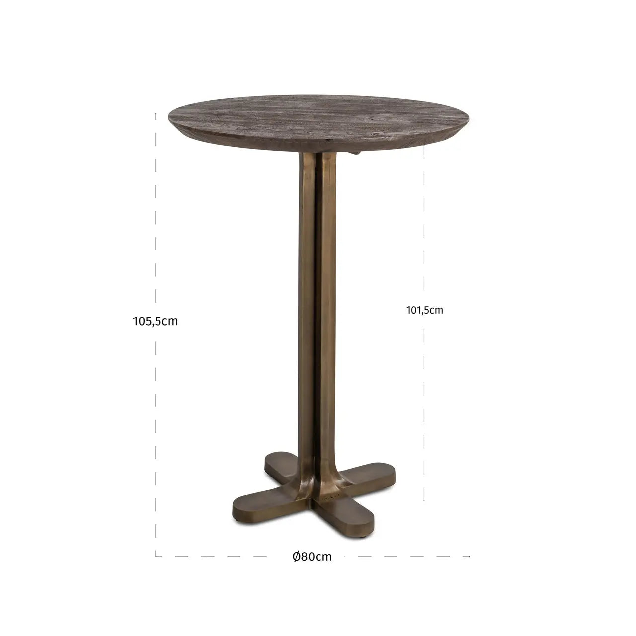 Richmond Interiors Revelin Bar Table in Dark Brown and Gold 80cm   Nicholas John Interiors