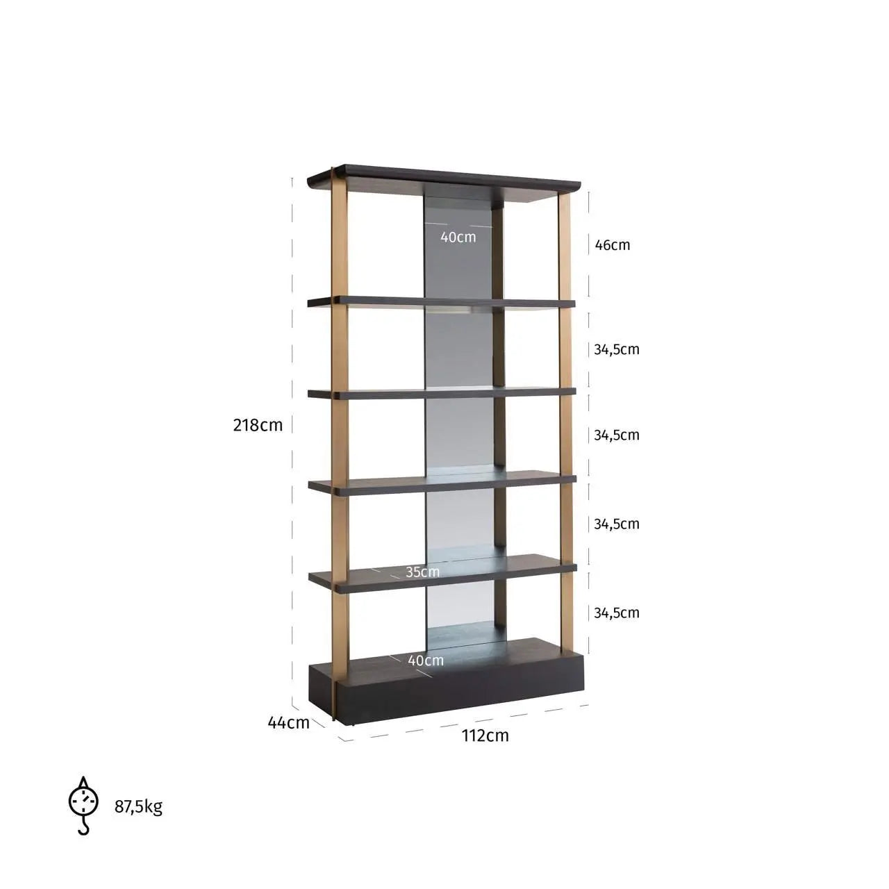 Richmond Interiors Rigley Charcoal Display Cabinet – Gold Frame Shelving   Nicholas John Interiors
