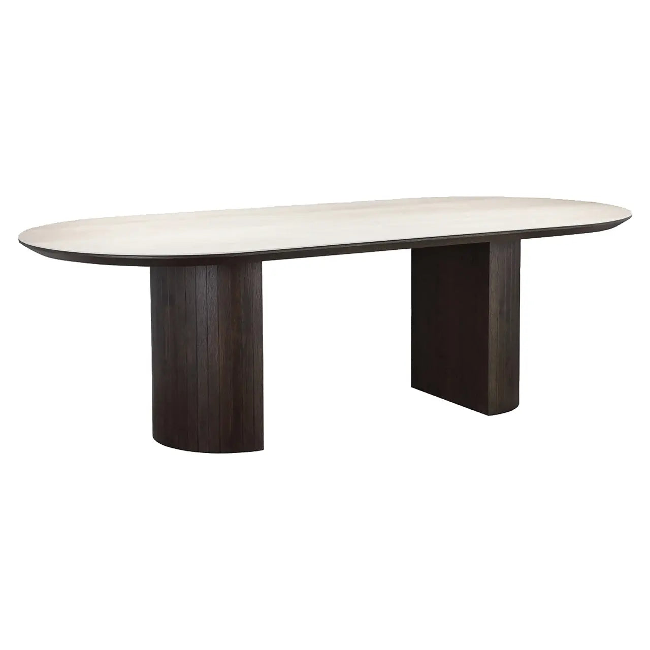 Richmond Interiors Ritz 240cm Dining Table in Brown with Travertine Ceramic Top   Nicholas John Interiors