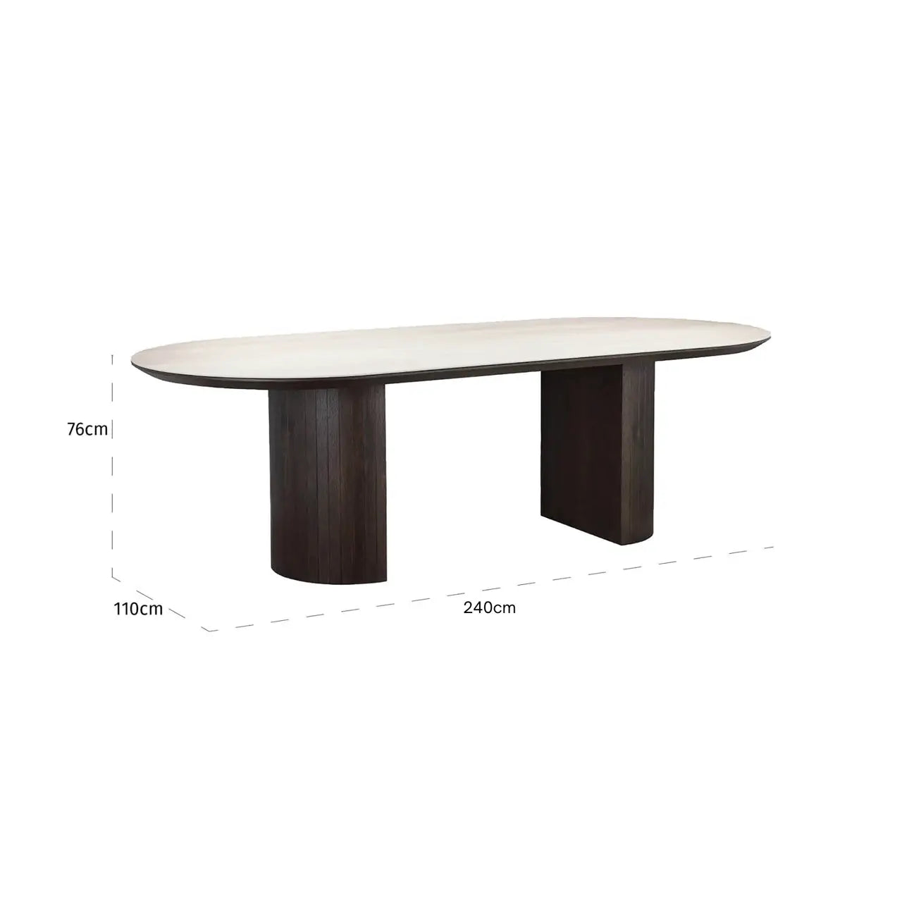 Richmond Interiors Ritz 240cm Dining Table in Brown with Travertine Ceramic Top   Nicholas John Interiors
