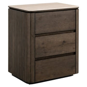 Richmond Interiors Ritz 3 Drawer Bedside in Brown – Oak & Travertine Finish   Nicholas John Interiors
