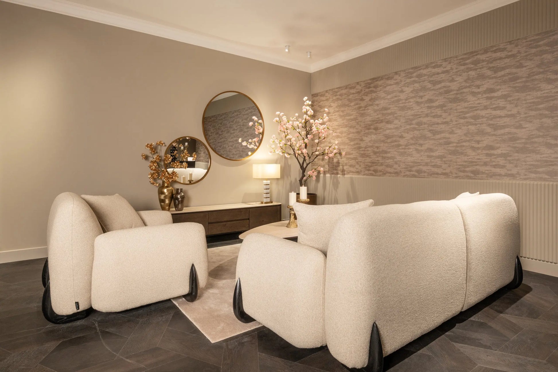 Richmond Interiors Ritz Coffee Table in Beige with Travertine Top   Nicholas John Interiors