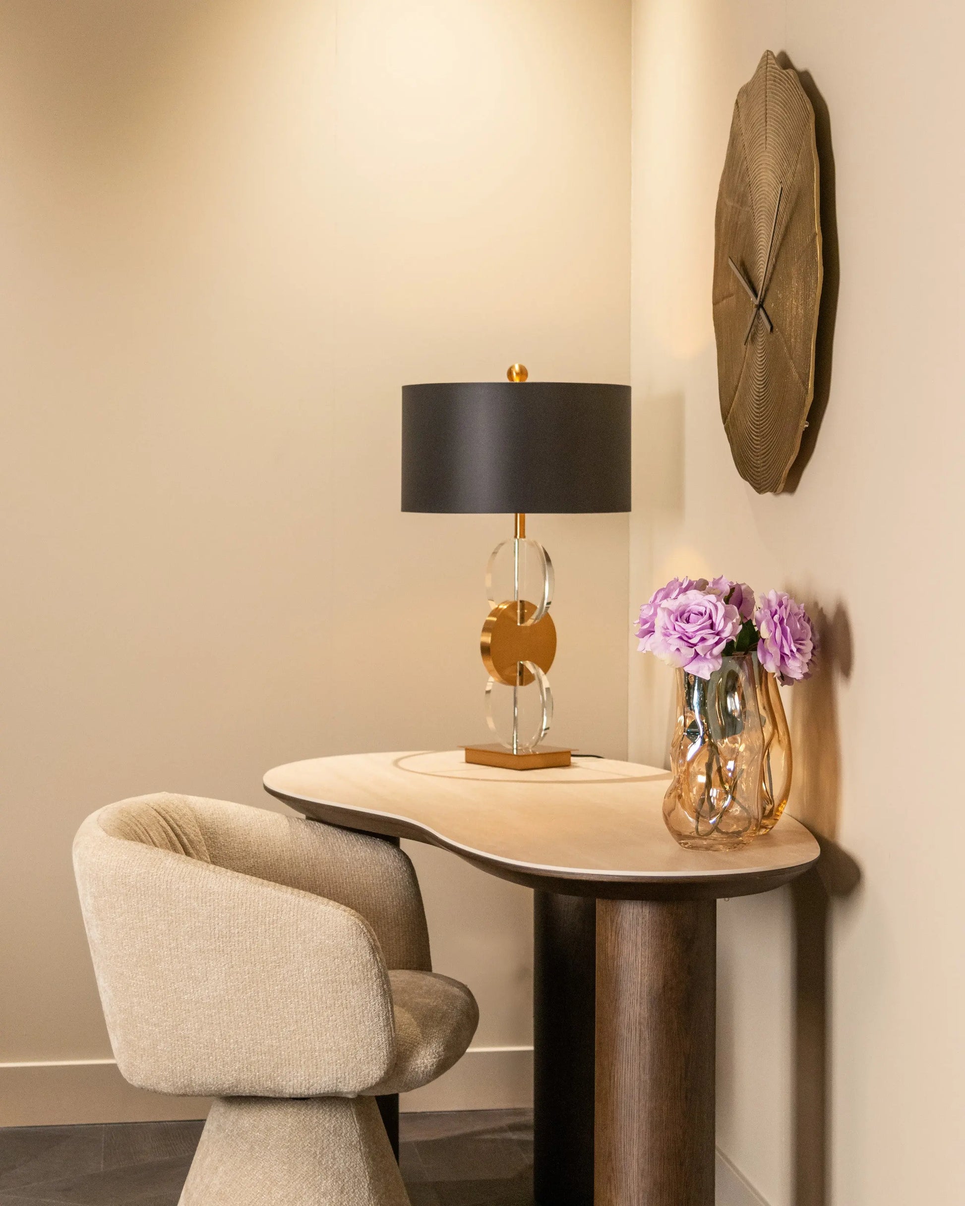 Richmond Interiors Ritz Desk in Beige – Modern Sculptural Home Office Desk   Nicholas John Interiors