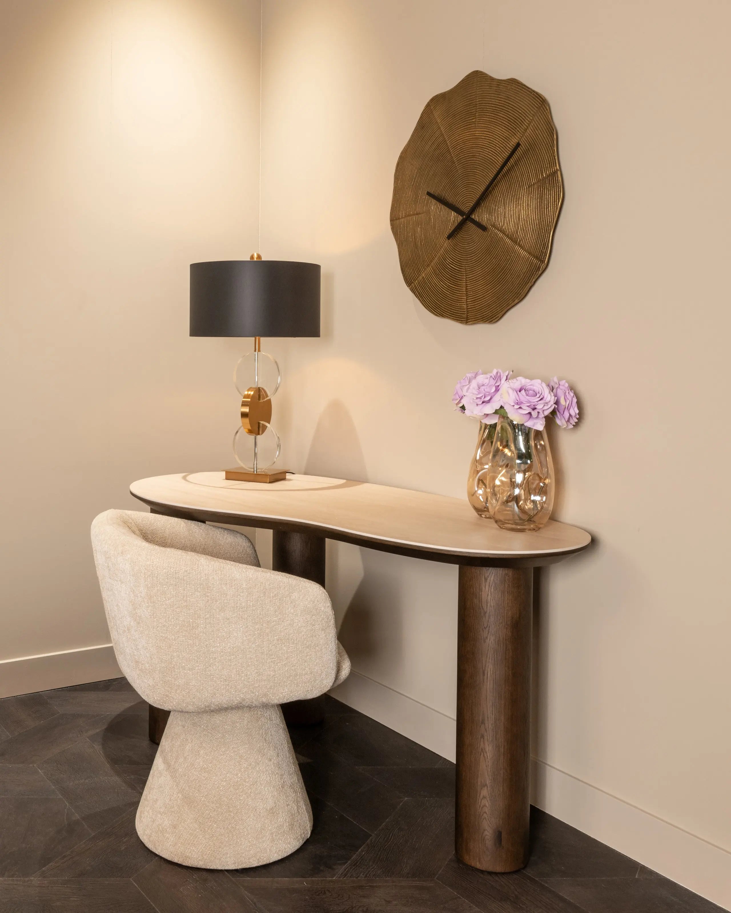 Richmond Interiors Ritz Desk in Beige – Modern Sculptural Home Office Desk   Nicholas John Interiors