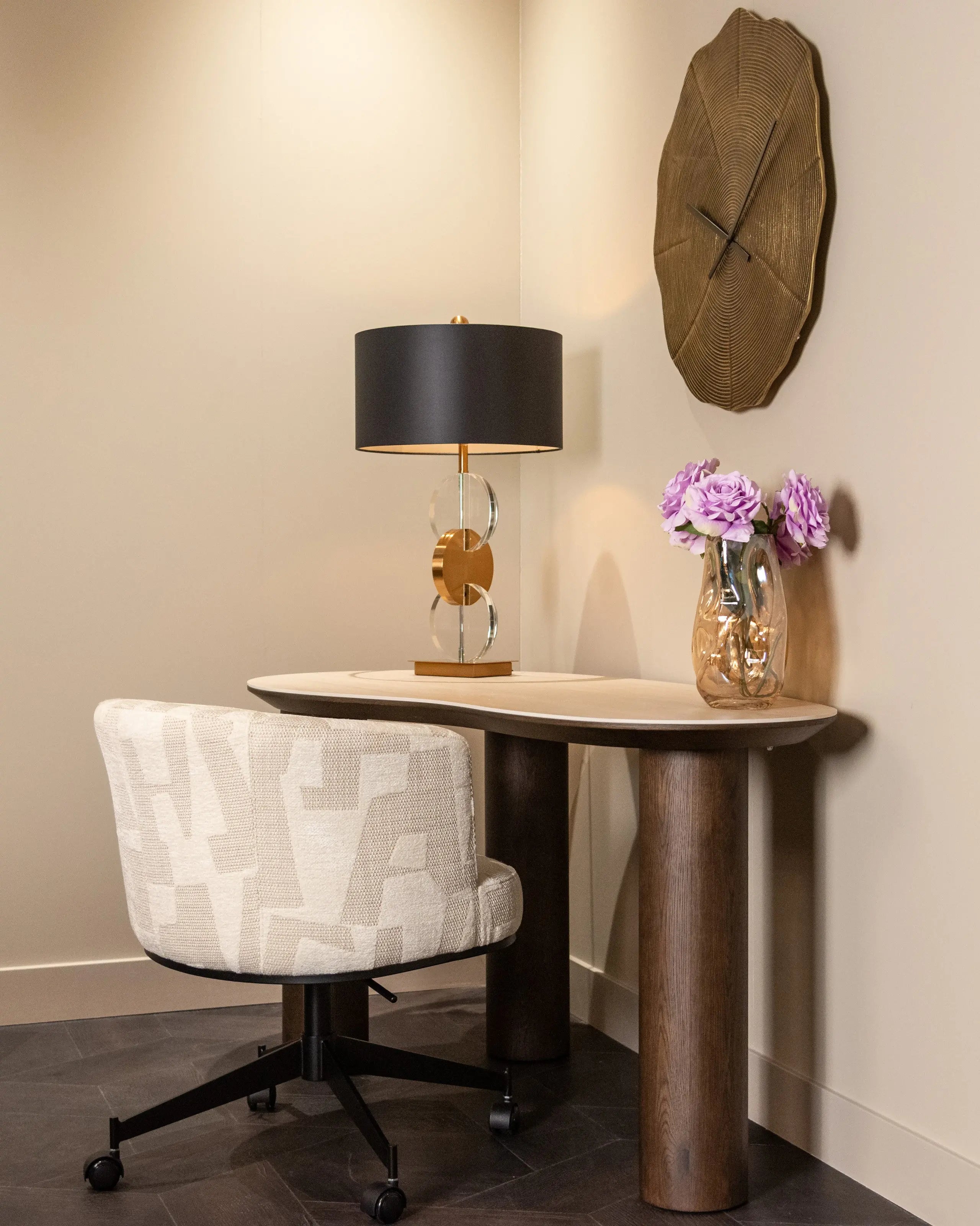 Richmond Interiors Ritz Desk in Beige – Modern Sculptural Home Office Desk   Nicholas John Interiors