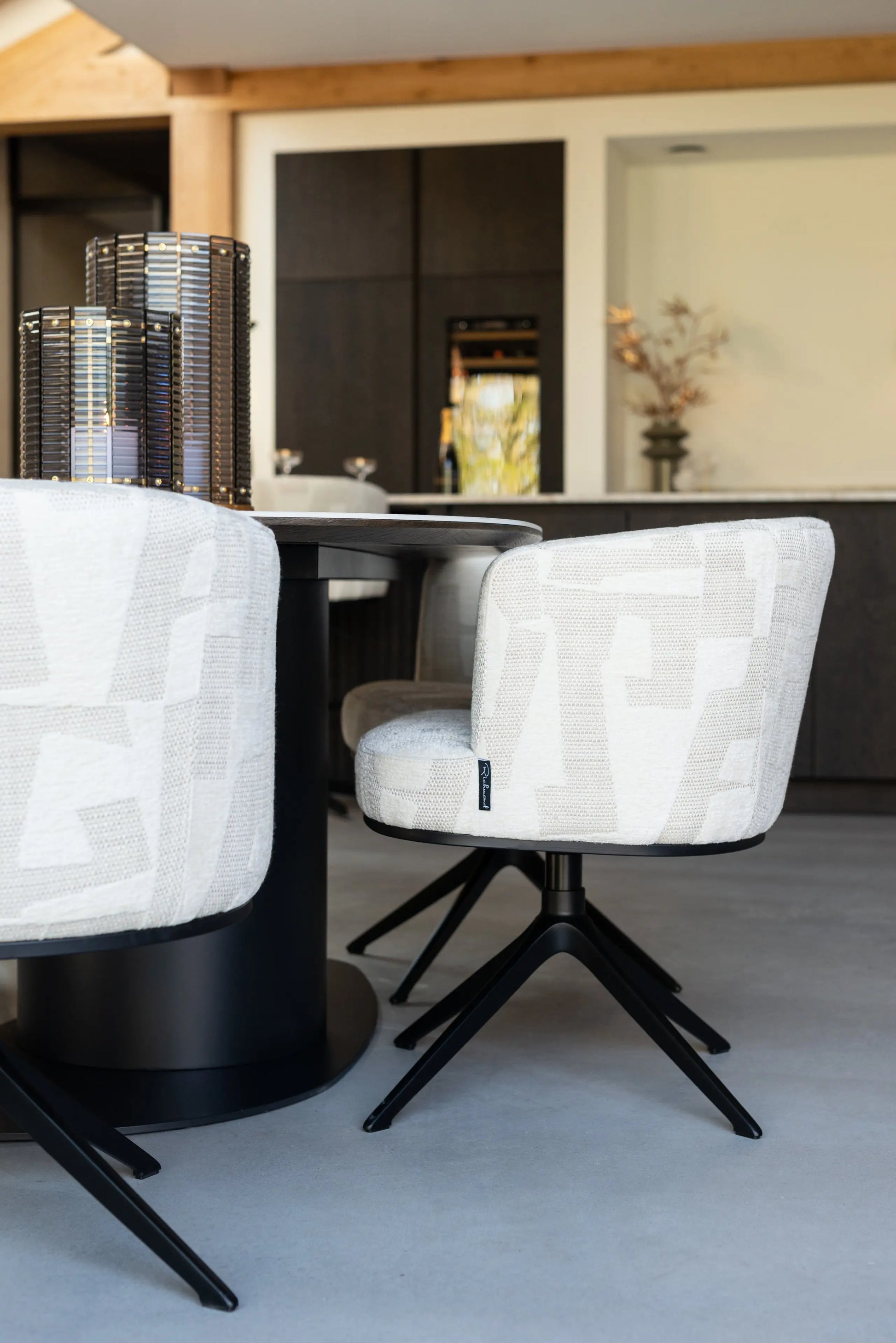 Richmond Interiors Ritz Pebble 220cm Dining Table in Beige – Sculptural Modern Dining Table   Nicholas John Interiors