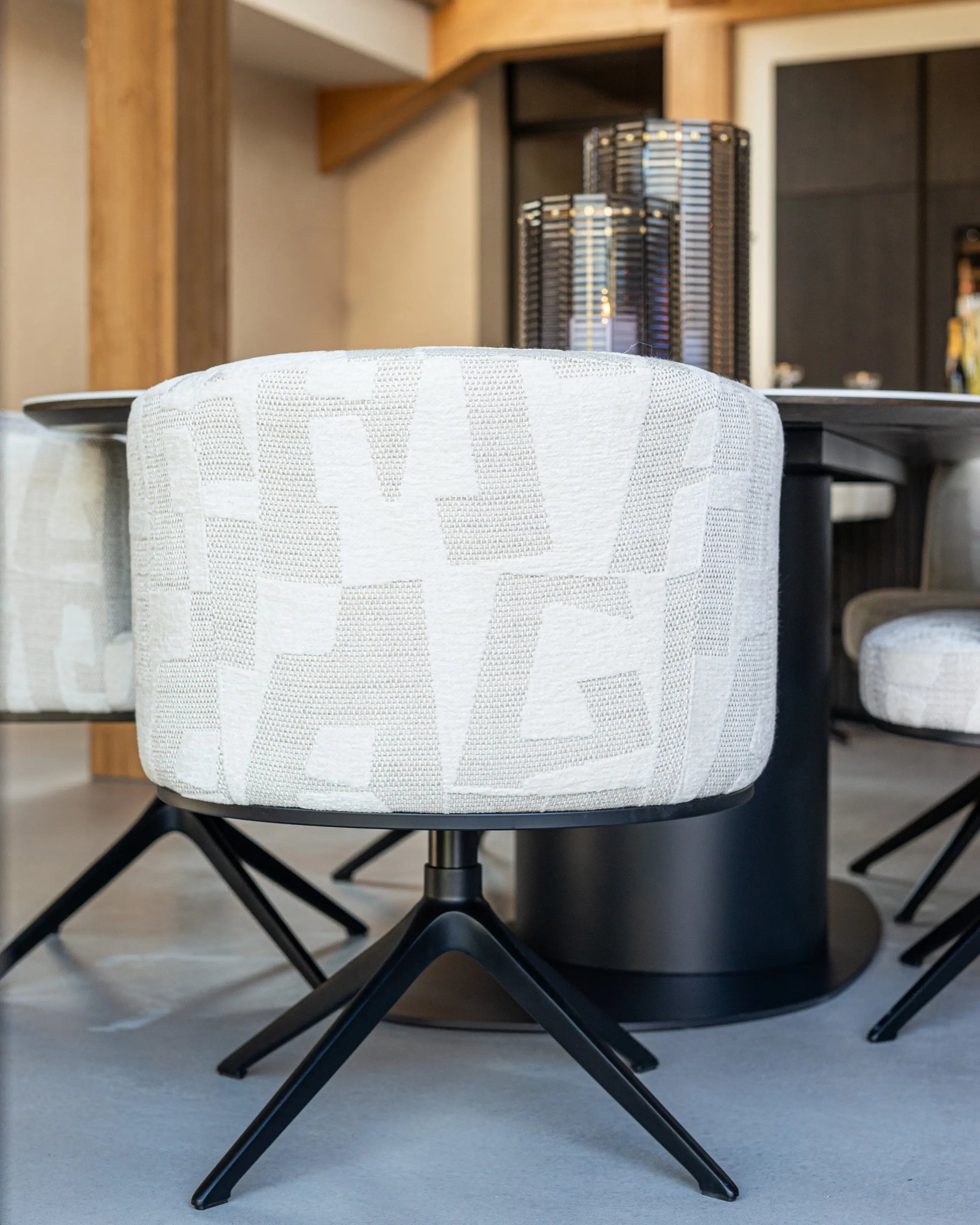 Richmond Interiors Ritz Pebble 220cm Dining Table in Beige – Sculptural Modern Dining Table   Nicholas John Interiors