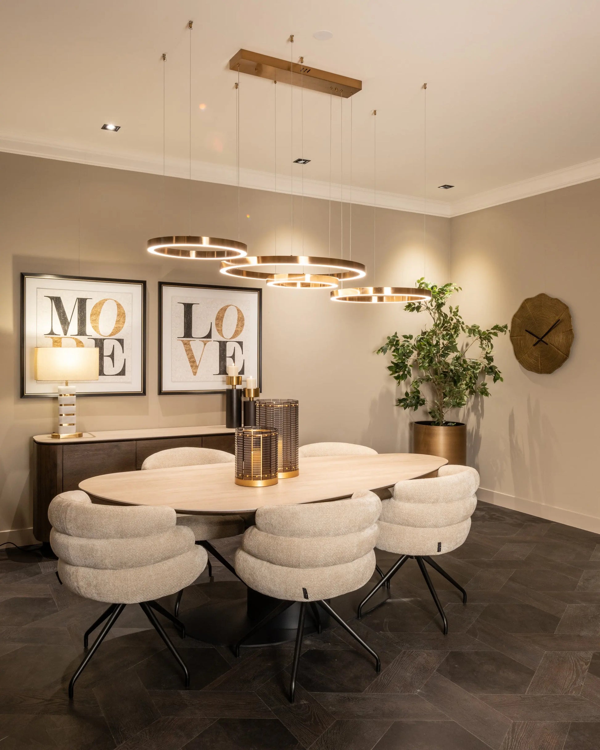 Richmond Interiors Ritz Pebble 220cm Dining Table in Beige – Sculptural Modern Dining Table   Nicholas John Interiors