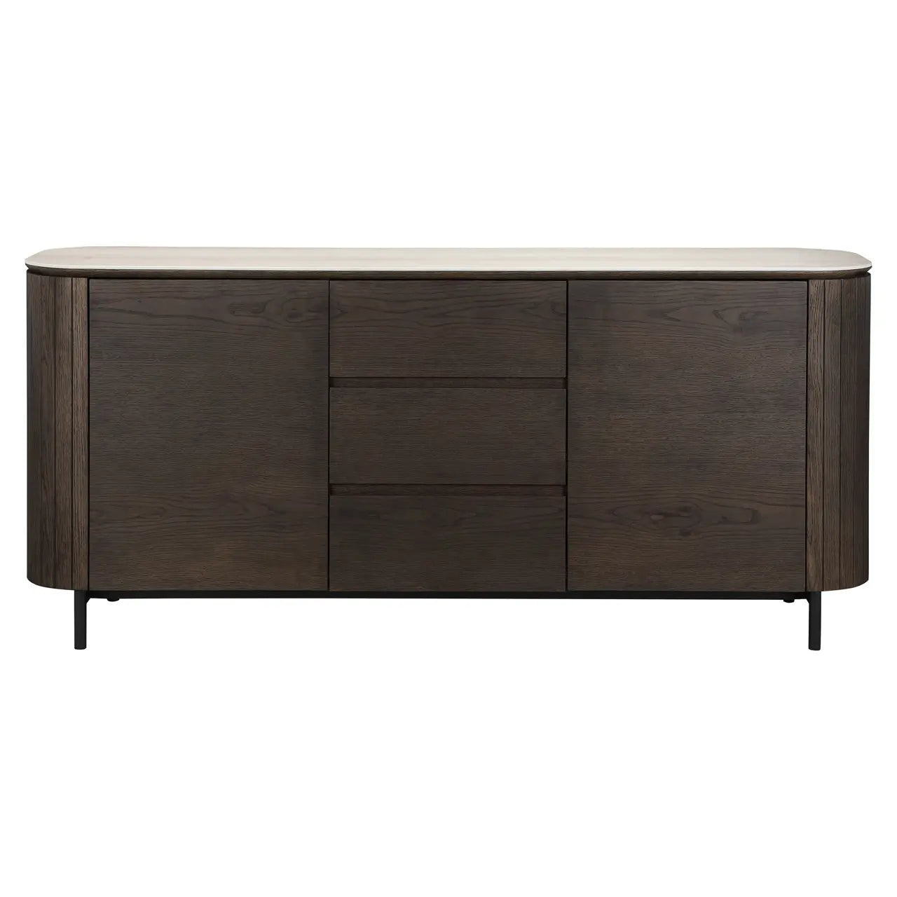 Richmond Interiors Ritz Sideboard in Brown – 2 Door 3 Drawer Cabinet with Travertine Top   Nicholas John Interiors