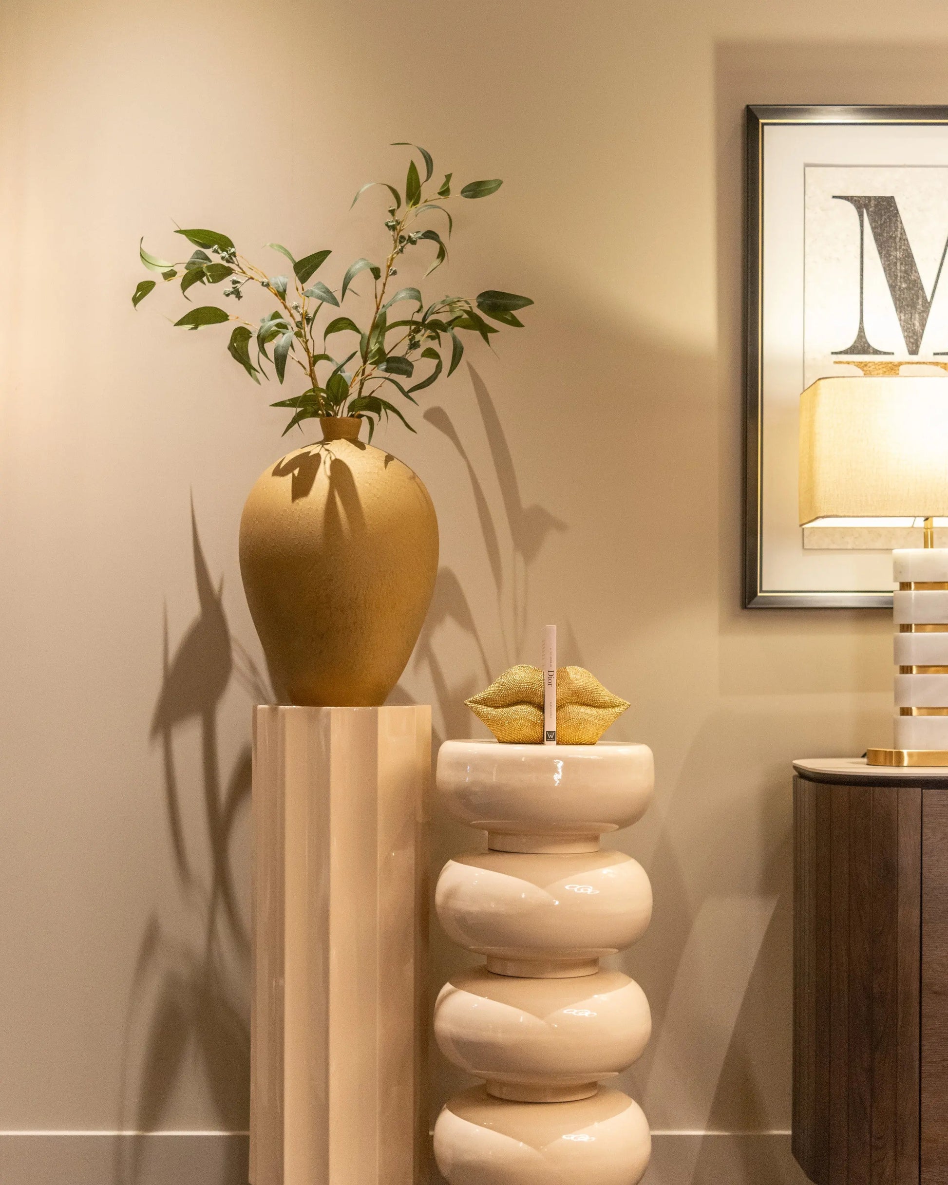 Richmond Interiors Ritz Sideboard in Brown – 2 Door 3 Drawer Cabinet with Travertine Top   Nicholas John Interiors