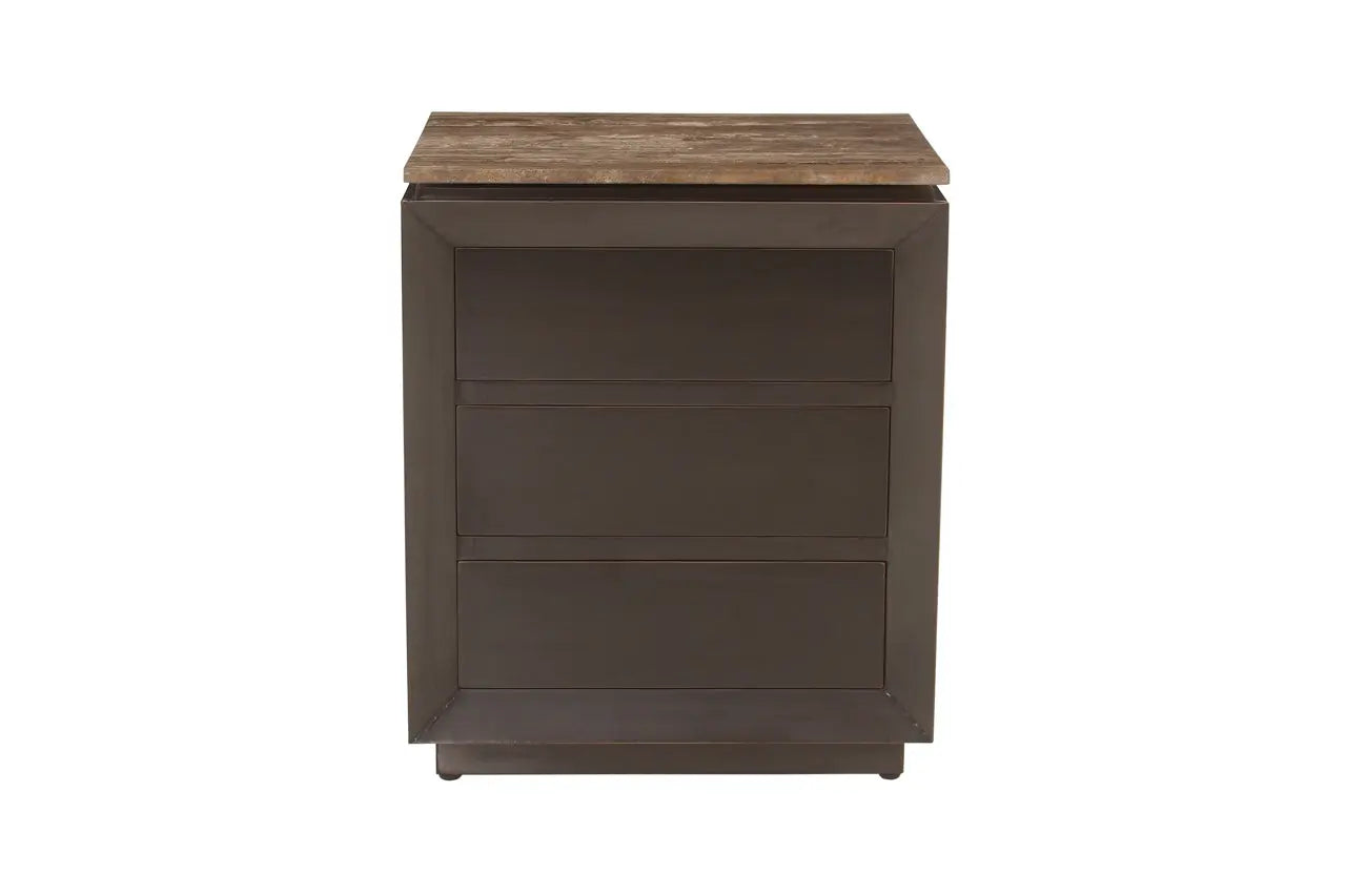 Richmond Interiors Russo Brown 3-Drawers Nightstand   Nicholas John Interiors