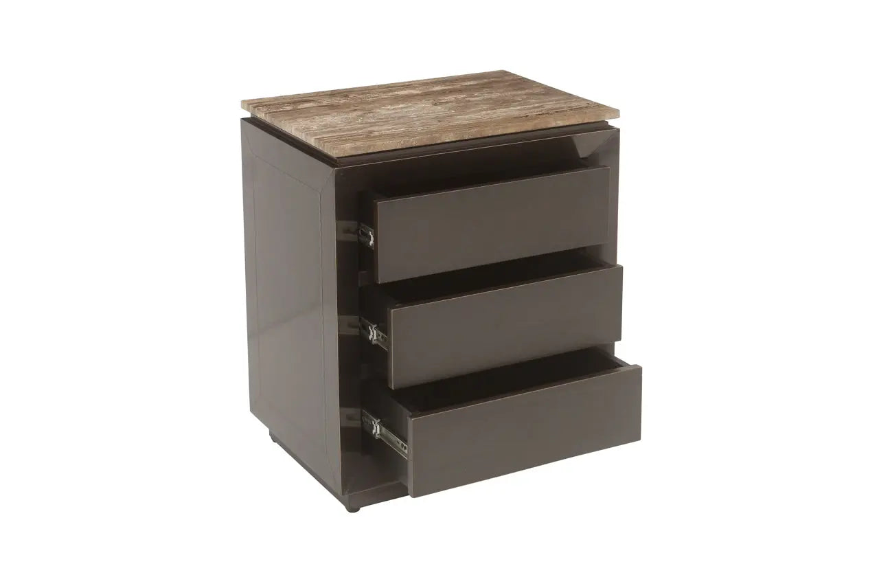 Richmond Interiors Russo Brown 3-Drawers Nightstand   Nicholas John Interiors