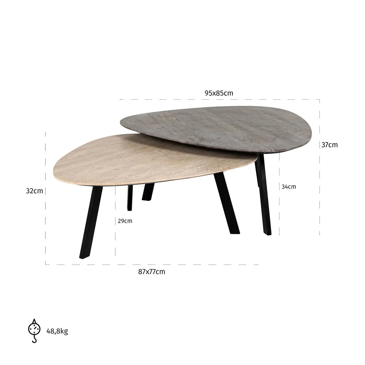 Richmond Interiors Spencer Set of 2 Coffee Tables in Beige  Nicholas John Interiors