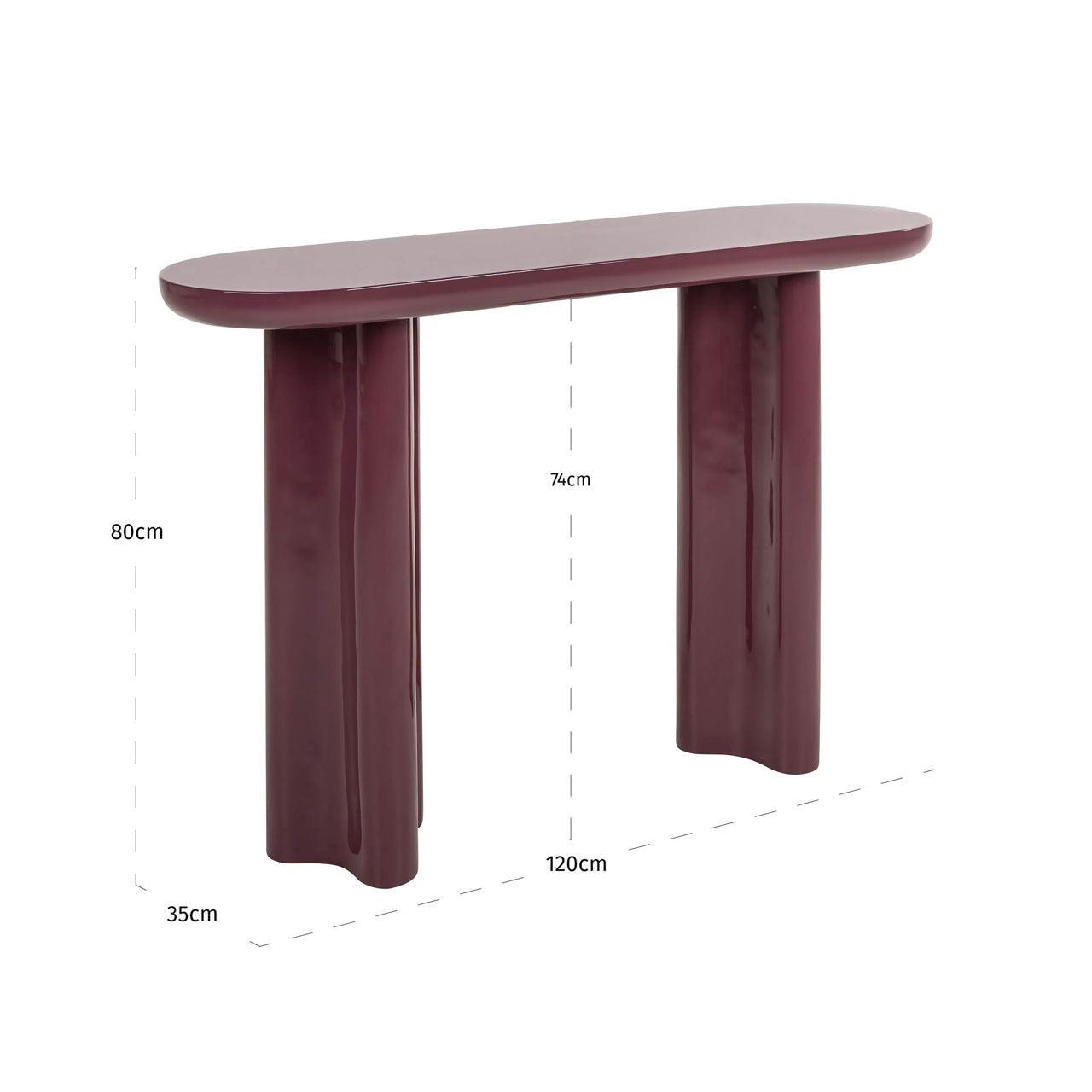 Richmond Interiors Sunny Console Table in Burgundy  Nicholas John Interiors