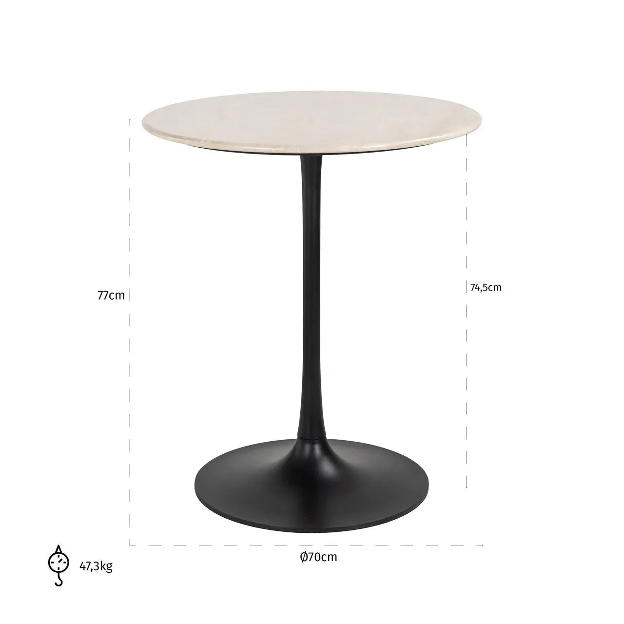 Richmond Interiors Tavolo 70cm Round Bistro Table in Beige   Nicholas John Interiors