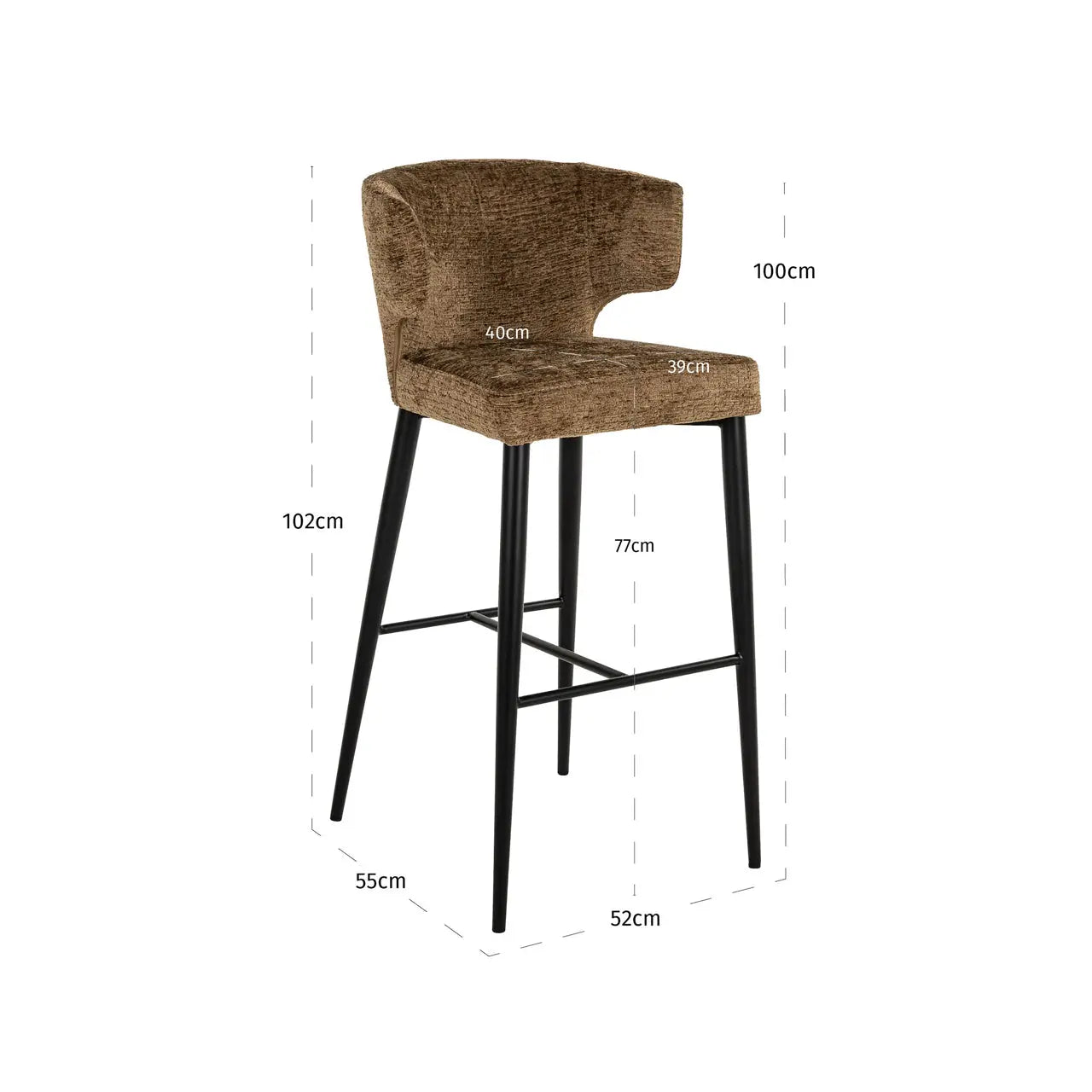 Richmond Interiors Taylor Bar Stool in Brandy Fusion  Nicholas John Interiors