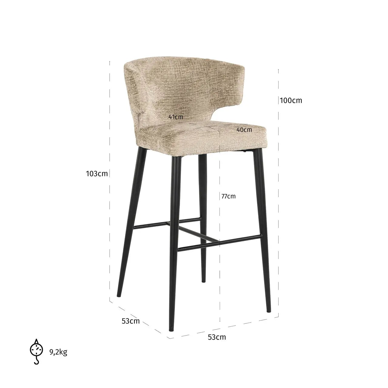 Richmond Interiors Taylor Bar Stool in Desert Fusion   Nicholas John Interiors