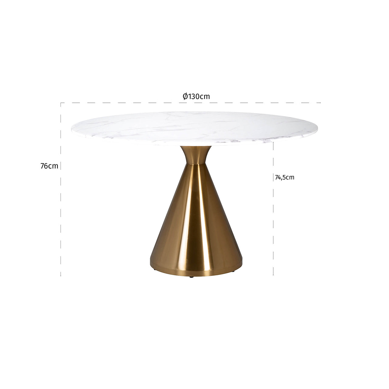 Richmond Interiors Tenille 130cm Dining Table in Brushed Gold  Nicholas John Interiors