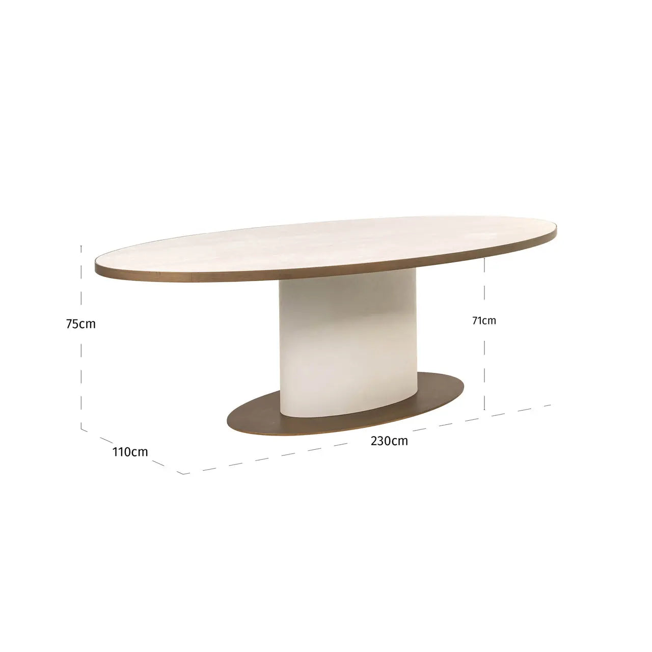 Richmond Interiors Tivoli 230cm Oval Dining Table in White   Nicholas John Interiors