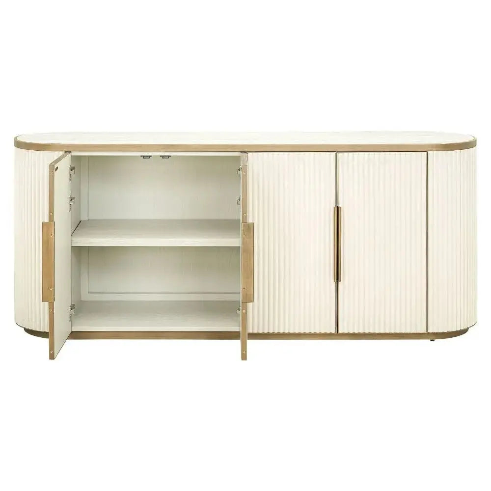 Richmond Interiors Tivoli 4-Door Sideboard in White Velvet with Ceramic Top   Nicholas John Interiors