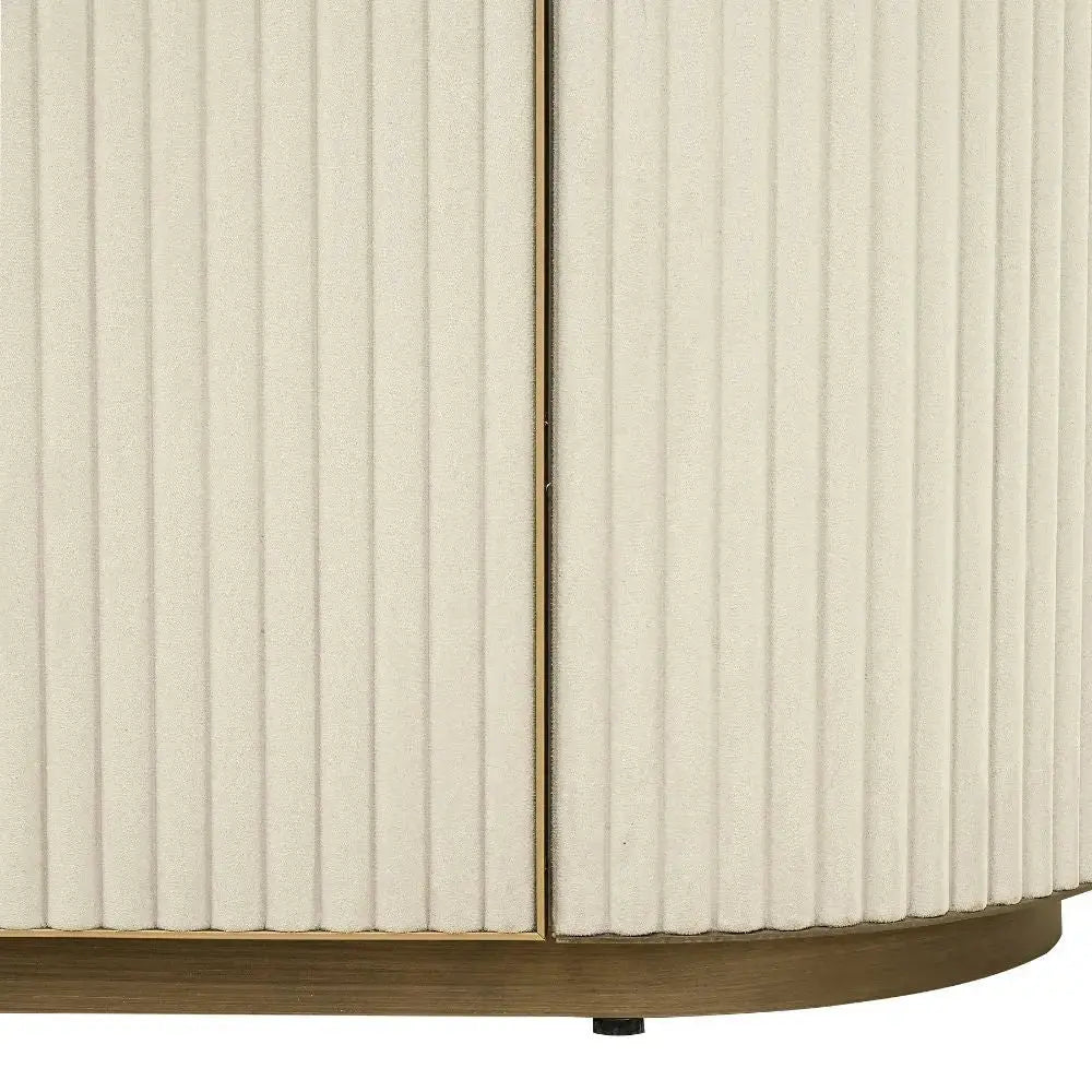 Richmond Interiors Tivoli 4-Door Sideboard in White Velvet with Ceramic Top   Nicholas John Interiors
