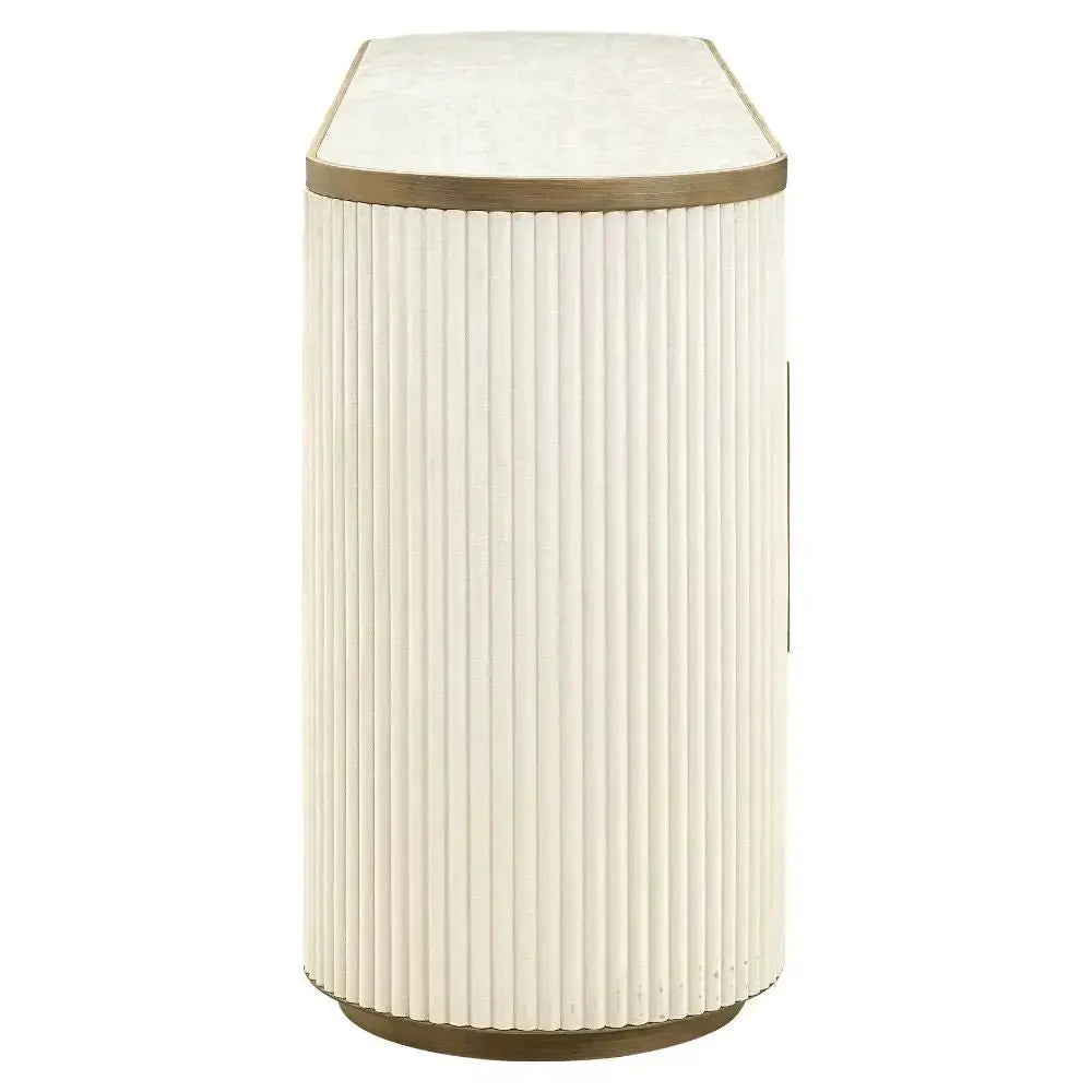 Richmond Interiors Tivoli 4-Door Sideboard in White Velvet with Ceramic Top   Nicholas John Interiors
