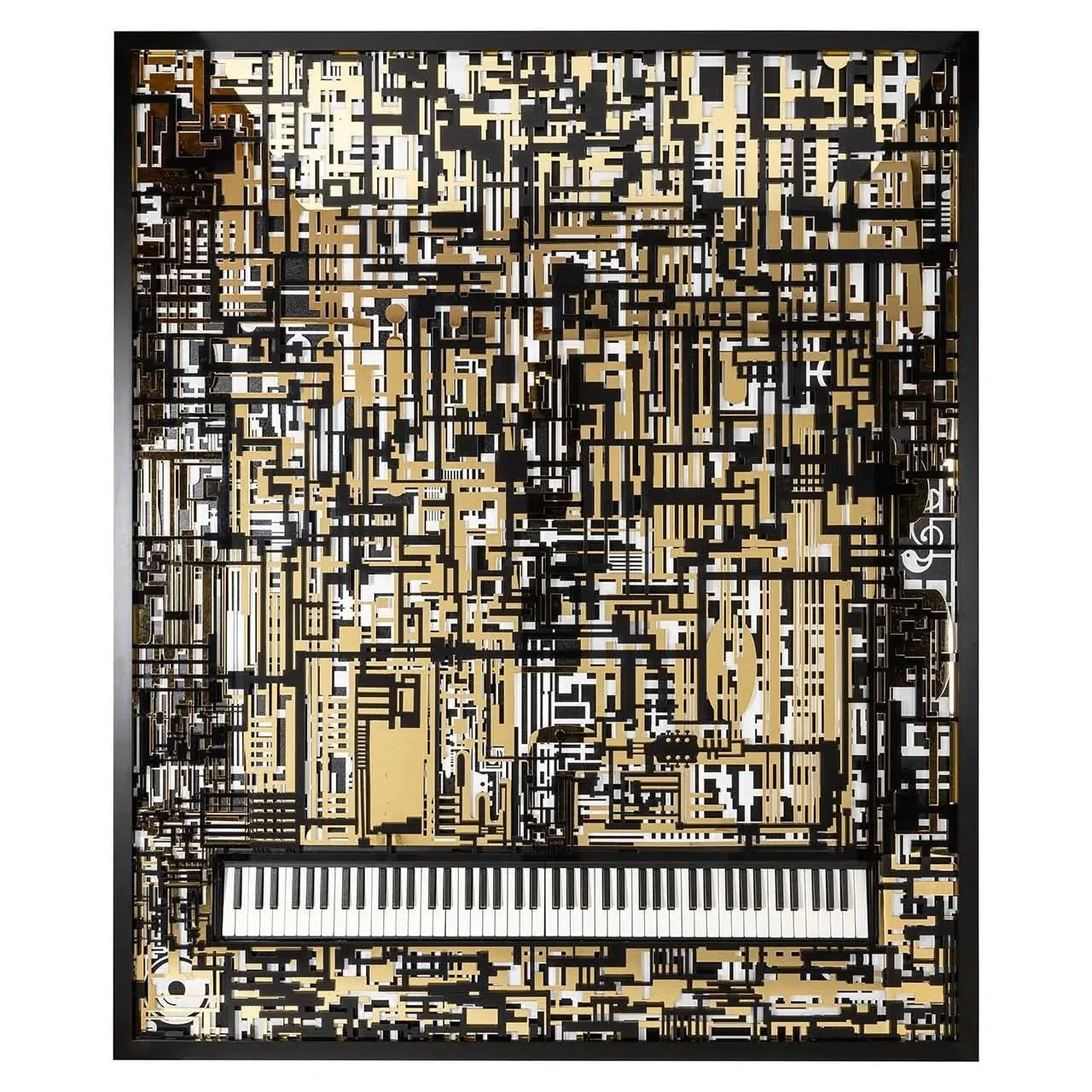 Richmond Interiors Wibi Black/Gold Wall Art   Nicholas John Interiors