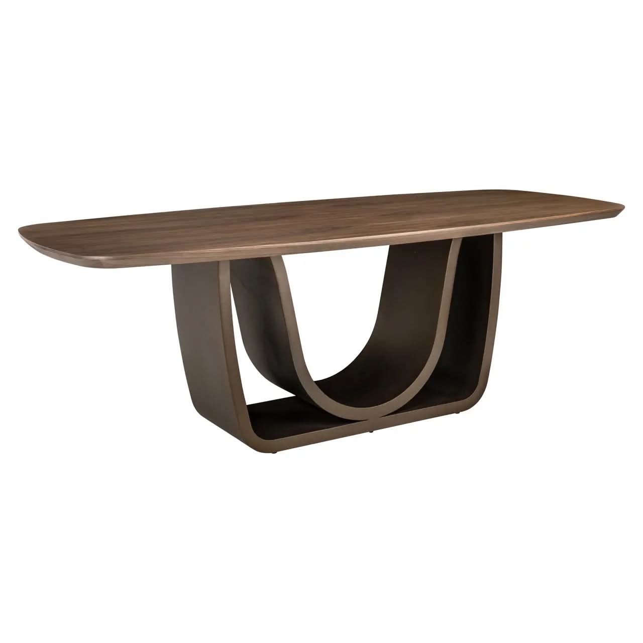 Richmond Interiors Windsor Walnut 230cm Brass Base Dining Table   Nicholas John Interiors