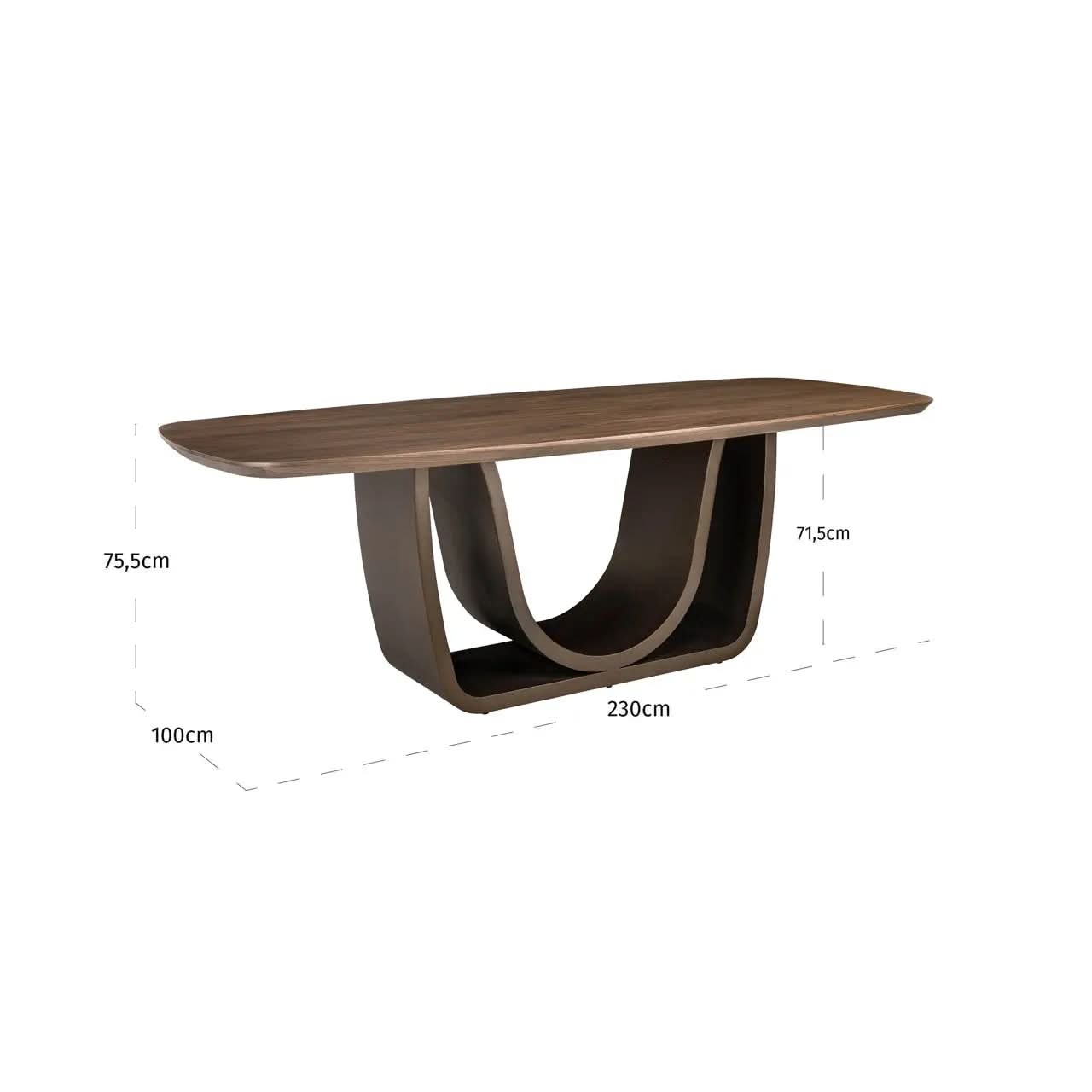 Richmond Interiors Windsor Walnut 230cm Brass Base Dining Table   Nicholas John Interiors