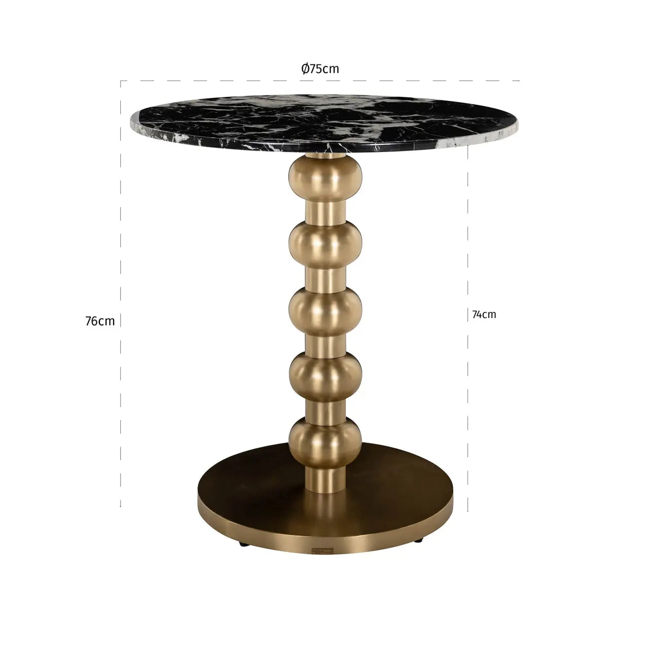 Richmond Interiors Witlox Bistro Table in Black and Gold 75cm  Nicholas John Interiors