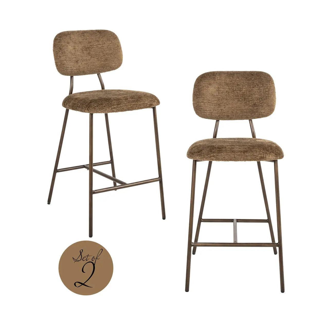 Richmond Interiors Xenia Counter Stool in Brandy Fusion (Set of 2)   Nicholas John Interiors